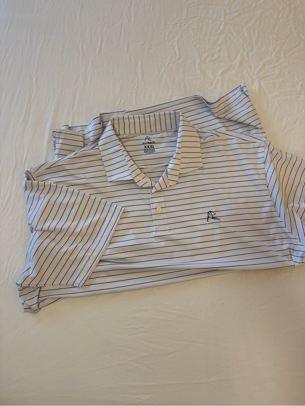 Men's rhoback White golf Shirt with Navy Stripes XXXL